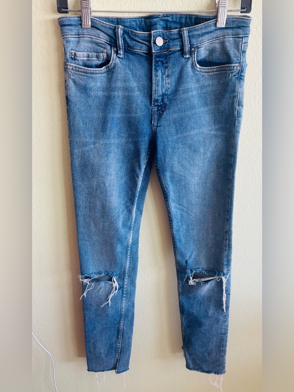 All Saints Women's Skinny Jeans - Medium Blue Distressed